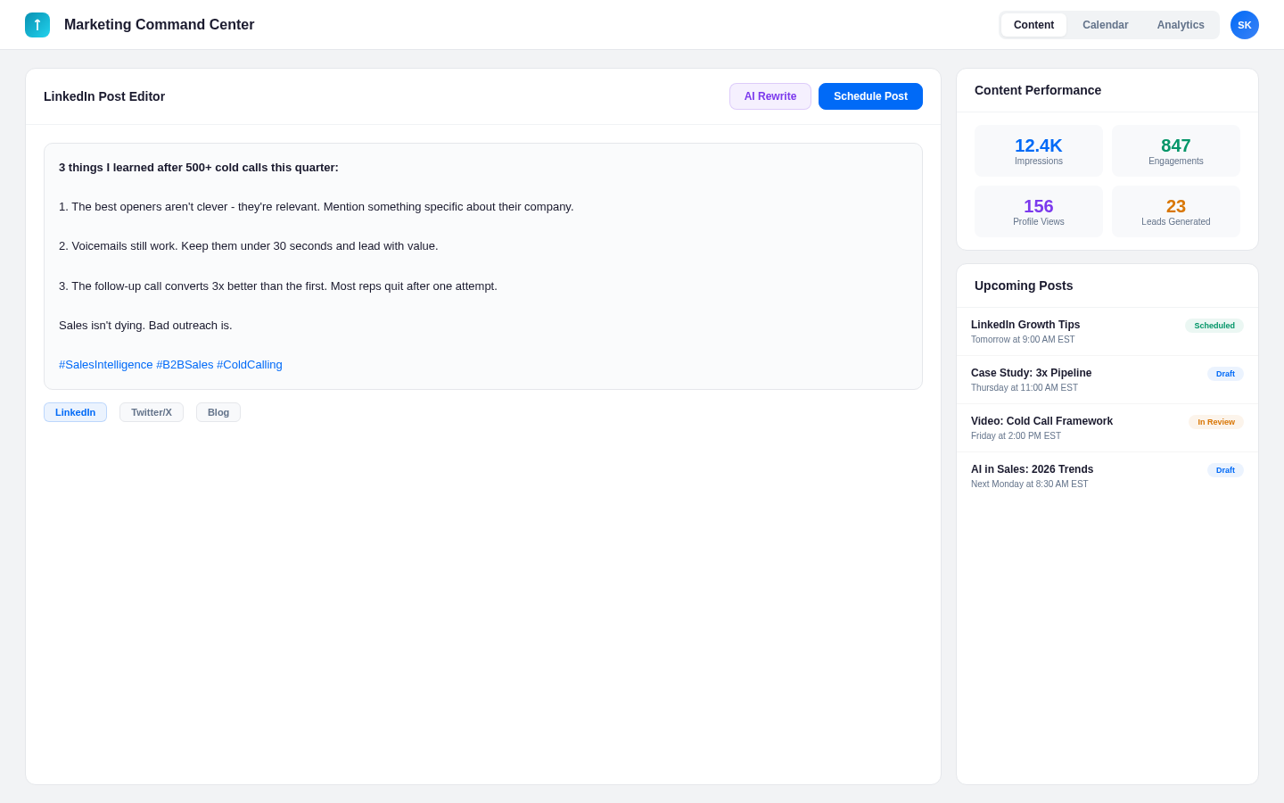RadarSDR Marketing — Create content that converts